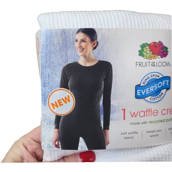 Fruit of the Loom EverSoft Women's Waffle Crew Shirt Size White 3X (22) NEW - Picture 4 of 11